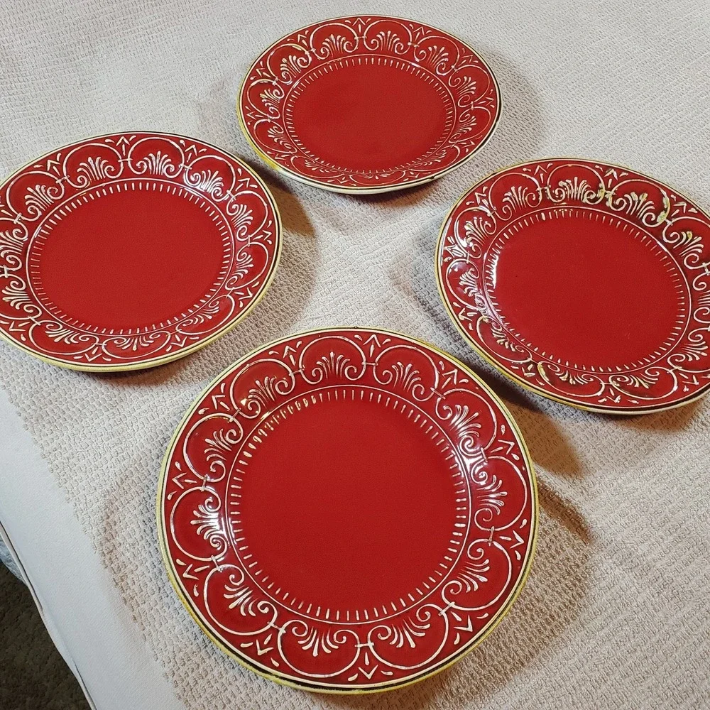 maioliche jessica made in italy Red 4 Tectured Handmade 11 1/8